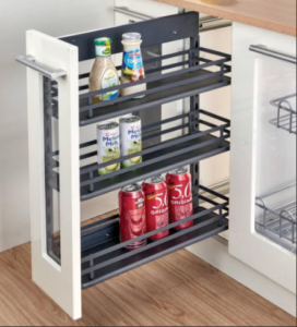 SS304 side pull out basket for 300mm cabinet in a modern kitchen.
