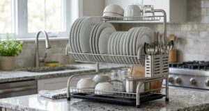 2 Tier 20 Plate Stainless Steel Dish Rack