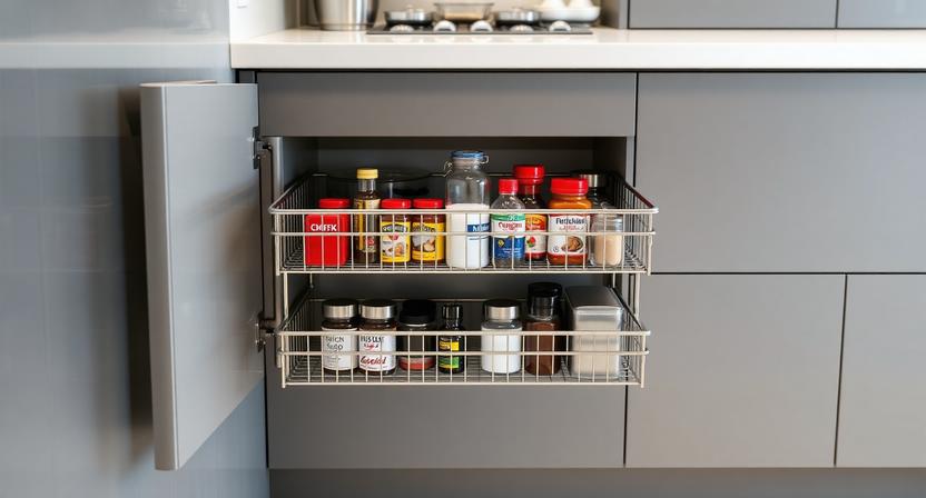 150mm 2 Shelf Drawer Basket for Kitchen Cabinet