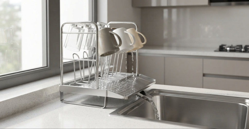 Primary Keyword: cup drying rack Secondary Keywords: stainless steel cup holder, cup drying rack, kitchen organizer online, modular kitchen accessories Meta Title: Best Cup Drying Rack: Keep Cups Clean & Dry Every Day (2026) Meta Description: Maximize space with a premium cup drying rack. Stainless steel cup holders for modern Bangladeshi kitchens. Best Cup Drying Rack: Keep Cups Clean & Dry Every Day A cup drying rack keeps busy Bangladesh kitchens organized by saving valuable counter space. Ideal for compact apartments, it promotes faster drying in humid conditions, reduces clutter, and keeps cups hygienic, accessible, and ready for everyday use in modern kitchens. Reclaiming Your Counter Space: The Core Solution The primary challenge of air-drying glassware in an environment with high ambient humidity is the risk of stagnant water pooling inside the cups, which leads to foul odors and bacterial biofilms. Cup drying rack,To resolve this, a dedicated vertical storage unit is required to suspend containers inverted at an angle, utilizing gravity to accelerate moisture clearance. High-Velocity Drainage Mechanisms A premium cup drying rack features angled tines that hold cups at a 15° tilt, allowing water to drain quickly without pooling. A sloped, non-porous base with hydrophobic channels directs runoff through an integrated spout into the sink, keeping countertops dry, clean, and hygienic. Spatial Footprint Reduction A cup drying rack with a multi-tier vertical design saves valuable countertop space by storing cups efficiently. It reduces the storage footprint from over 120 to under 45 square inches while keeping drinkware organized, dry, and within easy reach, leaving more workspace for everyday cooking and meal preparation. Why a Well-Planned Kitchen Improves Daily Life An organized kitchen directly influences how smoothly your household runs every single day. When every plate, pan, and glass has a designated home, your cooking workflow becomes significantly faster and less frustrating. cup drying rack, Properly drying your utensils on a dedicated rack prevents water from pooling on your beautiful granite or marble countertops, reducing the risk of hard water stains and bacterial growth. Microclimate Regulation and Pest Defenses Traditional cabinets trap moisture, causing mold, odors, and pests. A cup drying rack improves airflow, dries cups faster, and keeps drinkware hygienic—ideal for humid homes across Bangladesh, especially Dhaka and Chattogram. Workflow Optimization and Structural Order Beyond hygiene, an organized countertop creates a visually calming environment. Instead of navigating a chaotic pile of damp dishes after a heavy family dinner, a strategic setup allows for stress-free meal preparation and a seamless transition from cooking to cleaning. cup drying rack,When your workflow is balanced, cleanup takes minutes rather than feeling like a massive, exhausting chore. Key Features to Look for Before Buying Choose a durable cup drying rack built for humid Bangladeshi kitchens. Premium stainless steel or heavy-duty chrome-plated steel resists rust, supports daily use, and keeps cups organized, dry, and hygienic for long-lasting performance. Material Science: Choosing the Right Alloy The most vital consideration for longevity is the specific chemical composition of the metal framework. Lower-tier carbon steels with thin electroplated finishes degrade quickly when exposed to the high salinity found in coastal water supplies or municipal ground water. Pro Tip: Choose food-grade SUS304 stainless steel with 18/8 composition for superior rust resistance and long-lasting durability. Mechanical Balance and Weight Loading Choose a cup drying rack with a sturdy, balanced design that safely supports heavy ceramic mugs and delicate glassware. A wide H-shaped or A-shaped base improves stability and prevents tipping, while silicone-coated prongs protect cups from scratches and keep them securely in place during drying. Comparing Popular Kitchen Solutions in Bangladesh To build a truly functional cooking space, it helps to understand how different components work together to optimize your washing and storage workflows,cup drying rack. Incorporating a premium cup holder ensures that everyday drinkware remains segregated from greasy cookware, preventing oily residues from clouding your glasses. Gas Stoves & Cooking Efficiency The heart of the kitchen relies on efficient heat distribution. Upgrading to a modern built-in glass hob or a premium brass-burner gas stove ensures faster cooking times and lower gas consumption, keeping your pots clean and soot-free. cup drying rack, Faster cooking reduces ambient heat and humidity, which indirectly helps your open-air drying stations perform much better. Kitchen Sinks & Washing Zones Optimize your kitchen with a cup drying rack and sound-dampening handmade sink for a clean, organized washing zone. Enjoy a smooth wash-to-dry workflow while keeping cups hygienic, dry, and within easy reach every day. Cabinet Baskets & Pull-Out Systems Base cabinets often become dark, unreachable voids. Installing smooth-gliding stainless steel pull-out baskets allows you to access heavy pots, pans, and grocery spices instantly without bending down or straining your back. For those looking to optimize their primary lower cabinet zones, integrating a heavy-duty single drawer basket provides a highly structured solution that pulls completely out for full overview access. Drawer Organizers & Side Storage Small items like cutlery, silicone spatulas, and stray lids can quickly create chaos. Utilizing modular drawer dividers and dedicated mug drying stand units keeps your smaller essentials perfectly separated and instantly visible. It prevents smaller items from sliding around and getting damaged when drawers are opened and closed quickly. Modular Kitchen Accessories Modern Bangladeshi homes benefit immensely from integrated modular accessories,cup drying rack. From tall pantry units to sleek under-cabinet hanging rails, these engineered systems maximize every square inch of your kitchen layout, combining aesthetics with heavy-duty utility. Smart Storage Ideas for Small Kitchens When square footage is limited, the only way to expand your kitchen storage is by thinking vertically,cup drying rack. Utilizing empty wall space is an excellent way to clear your countertops. Installing a wall-mounted single glass rack above your sink area utilizes otherwise dead space, allowing water to drip directly into the basin. Vertical Spatial Engineering By analyzing the vertical profile of your kitchen, you can identify unused zones directly above the splashback or beneath the upper cabinetry line. cup drying rack, Wall-mounted drying brackets use heavy-duty anchor bolts to hold weight safely, transforming dead wall space into active, functional storage zones. [Ceiling / Upper Cabinets] │ ▼ (Vertical Wall Space) ┌───────────────┐ │ Wall Racks │ ◄── Saves Counter Space └───────────────┘ │ ▼ ┌───────────────┐ │ Countertop │ ◄── Kept Clean & Clear └───────────────┘ Corner Optimization Networks Maximize corner space with a cup drying rack. Tiered organizers keep mugs accessible, freeing counters and reducing kitchen clutter. How to Choose Quality Kitchen Equipment Choosing the right organizers means looking past cheap price tags and focusing on long-term value. Low-grade plastic or untreated iron organizers might seem economical initially, but they quickly crack, discolor, or rust under the rigorous demands of a traditional Bangladeshi kitchen. ┌───────────────────────────────┐ │ Premium Stainless Steel │ └───────────────┬───────────────┘ │ ┌──────────────────┴──────────────────┐ ▼ ▼ ┌───────────────────────┐ ┌───────────────────────┐ │ Rust-Resistant Finish │ │ High Weight Capacity │ └───────────────────────┘ └───────────────────────┘ Checking Joinery and Weld Seams Choose a cup drying rack made from food-grade 304 stainless steel or BPA-free ABS plastic for long-lasting, rust-free performance. Strong TIG-welded joints support heavy cups and glassware without bending, while smooth, even welds indicate superior build quality and reliable daily use. Evaluating Coating Integrity If you prefer a colored or matte-black aesthetic, inspect the application method of the outer coating. Standard spray paint chips off easily when knocked by heavy ceramic mugs. cup drying rack,Look for high-temperature powder coating or baked-on enamel finishes, which bond molecularly with the underlying metal to form an impact-resistant shield. Current Kitchen Trends in Bangladesh Kitchen interior design in Bangladesh embraces minimalist modular layouts. A sleek cup drying rack complements handleless cabinets, hidden storage, and clean, modern kitchen aesthetics. The Rise of Modular Workstations Instead of giant, permanent dish drainers, families are opting for compact, visually elegant countertop cup organizers that blend beautifully with contemporary backsplashes while performing their duties perfectly. These accessories are designed to look like integrated additions to the high-end stone countertops rather than cluttered add-ons. Smart Material Integration We are also seeing a major shift toward premium matte-black and brushed-gold hardware accents. cup drying rack, These finishes are treated with specialized anti-fingerprint and hydrophobic topcoats, ensuring the accessories look pristine and free of water spots even with heavy daily use. Mistakes to Avoid When Buying Kitchen Products One of the most common mistakes renovators make is ignoring exact measurements. Buying a beautiful storage unit only to find it blocks your cabinet doors or sits too close to your cooktop ruins the flow of your workspace. Overlooking Height Clearance Limits Before buying a cup drying rack, measure the space between your countertop and upper cabinets. A tall multi-tier rack may fit the counter but leave no room for tall mugs, glasses, or tumblers. Keep at least a 6-inch clearance above the rack for convenient loading, unloading, and everyday use. Material Overloading and Structural Collapse Another error is choosing style entirely over substance or overcrowding your cabinets to the point where items chip and break,cup drying rack. Avoid compromising on material quality for a cheaper price tag; investing in well-made, properly measured storage solutions saves you from the frustration of frequent replacements down the line. Essential Kitchen Storage Comparison Product Type Best For Key Benefit Ideal Kitchen Size Dish Drying Rack Daily plates & bowls Keeps main counters dry and tidy Medium to Large Stainless Steel Cup Holder Mugs, tumblers & glasses Prevents delicate glassware chipping Small to Medium Pull-Out Cabinet Basket Heavy pots & pans Eliminates deep bending and searching Any Size Wall-Mounted Glass Rack Stemware & tea cups Frees up valuable counter space Small / Compact Comprehensive Maintenance Protocol To preserve the mirror-like shine and rust-free performance of your premium storage hardware, establish a simple, structured cleaning routine. cup drying rack,Neglecting your kitchen accessories allows hard water minerals to build up, turning into tough, unsightly white scale stains over time. Weekly De-scaling Treatment Mix a mild solution of equal parts warm water and white distilled vinegar. Dip a non-abrasive microfiber cloth into the mixture and thoroughly wipe down all metal structural rods, prong bases, and water collection trays. cup drying rack,Let the mild acid break down the mineral scale for five minutes, then rinse clean with fresh water and hand-dry completely with a soft towel. Avoiding Surface Abrasions Protect your cup drying rack by avoiding steel wool, wire pads, or bleach cleaners. Use mild dish soap and a soft sponge to preserve the stainless steel finish, prevent rust, and keep it looking new for years. Troubleshooting Common Countertop Drainage Issues Even with an elite drying system, real-world positioning can sometimes limit drainage performance. If you notice water pooling or draining too slowly, look closely at the alignment of your kitchen counter. Countertop Slope Variances Many residential countertops are not completely level due to building settle or installation variances. If your counter slopes slightly away from your sink basin, gravity will pull the water backward into the collection tray. cup drying rack,You can easily fix this by placing small, adhesive silicone spacer discs under the rear legs of your drying rack to create a subtle forward angle that helps the water drain naturally. Surface Tension Air Locks When smooth plastic trays get wet, surface tension can sometimes cause water droplets to flatten out and cling to the surface instead of running off,cup drying rack. Wiping the clean, dry tray with a thin layer of food-safe mineral oil or a specialized hydrophobic rinse aid creates a water-repellent barrier. This forces liquid to bead up immediately and slide right down the drain channel. Next Steps & Resource Directories Browse Full Directories Main Hub > Kitchen Organizer Related Articles Optimizing Your Workflow with a Premium Single Drawer Basket Maximizing Deep Storage with a Five-Layers Corner Basket The Ultimate Guide to Wall-Mounted Glass Racks and Cup Holders