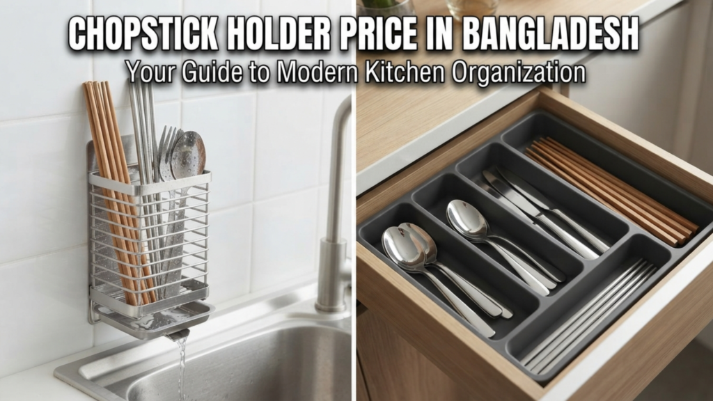 Stainless wall chopstick holder and modular kitchen drawer organizer.