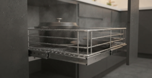 Complete view of the Best Modular Kitchen Hardware for Modern Homes in 2026, featuring organized pull-outs and SS304 steel.