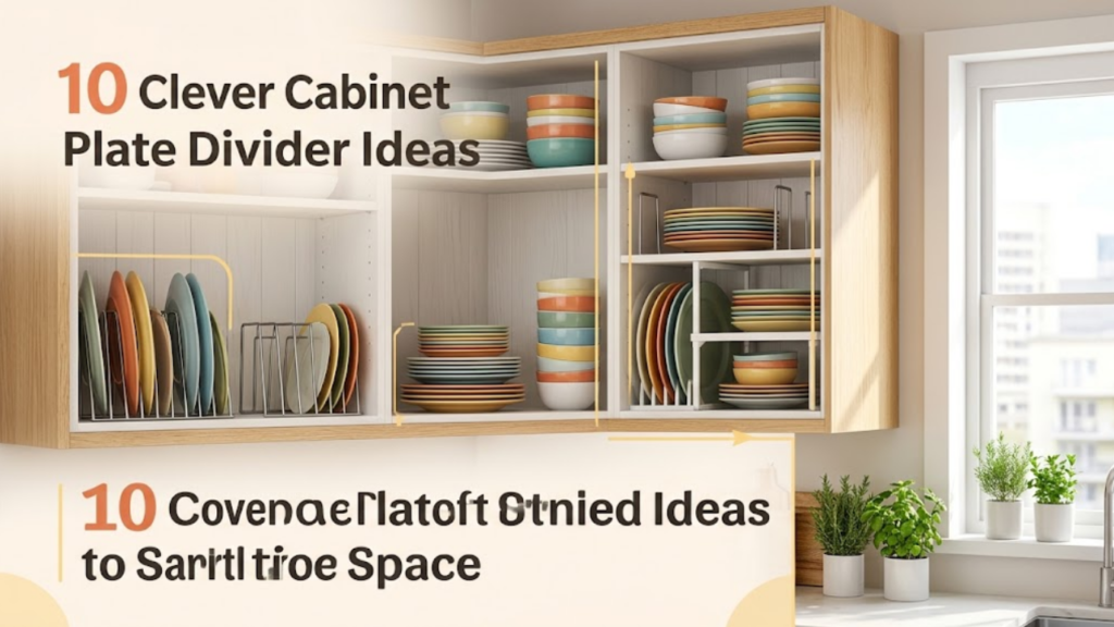Modern kitchen cabinet using vertical plate dividers to maximize dishware storage