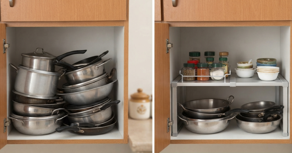 Expandable Cabinet Shelf for Better Kitchen Storage Space
